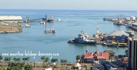 Partial view of Port Louis harbour, Mauritius